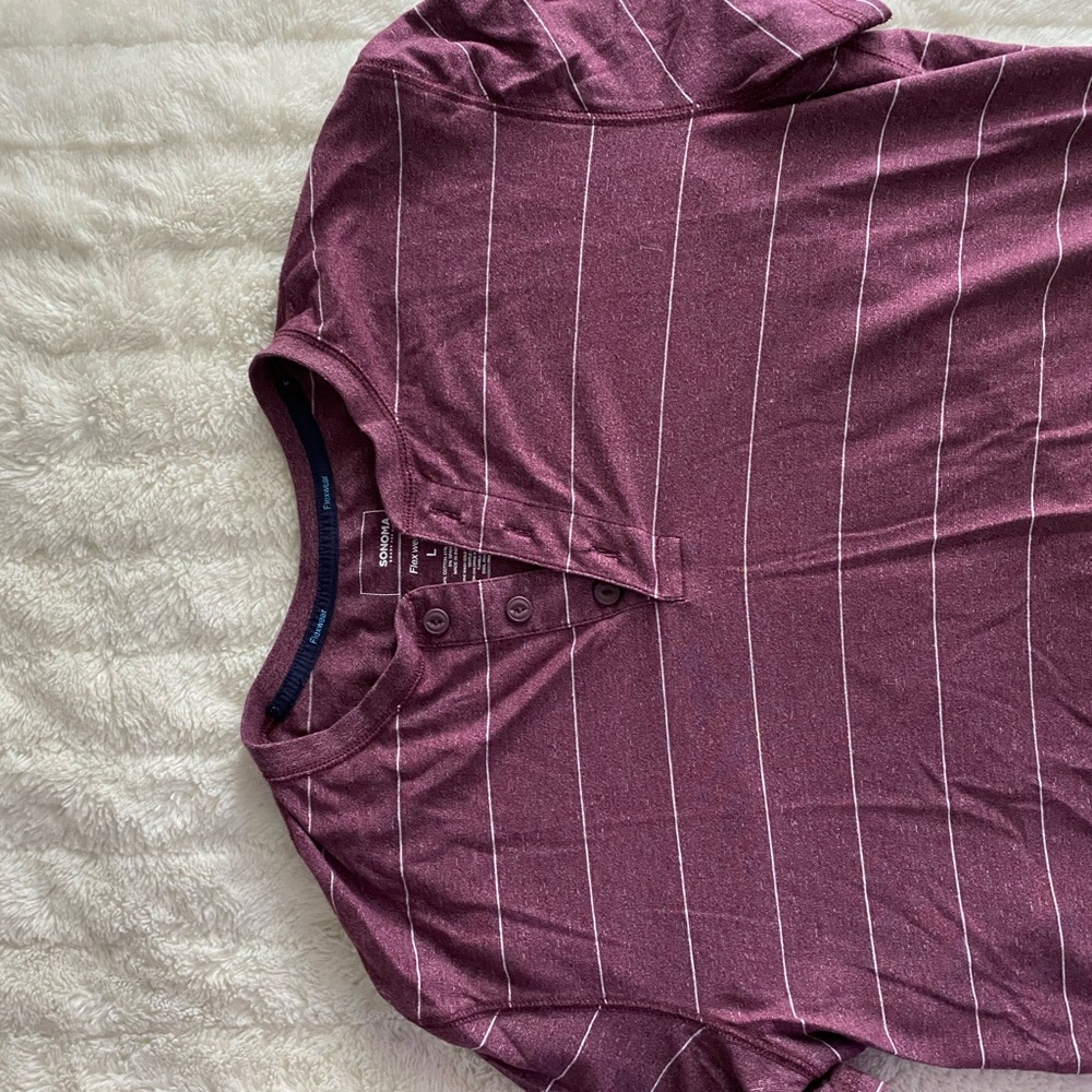 Henley Stripped Maroon Shirt